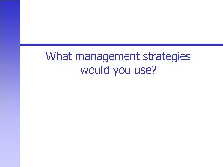 What management strategies would you use? 
