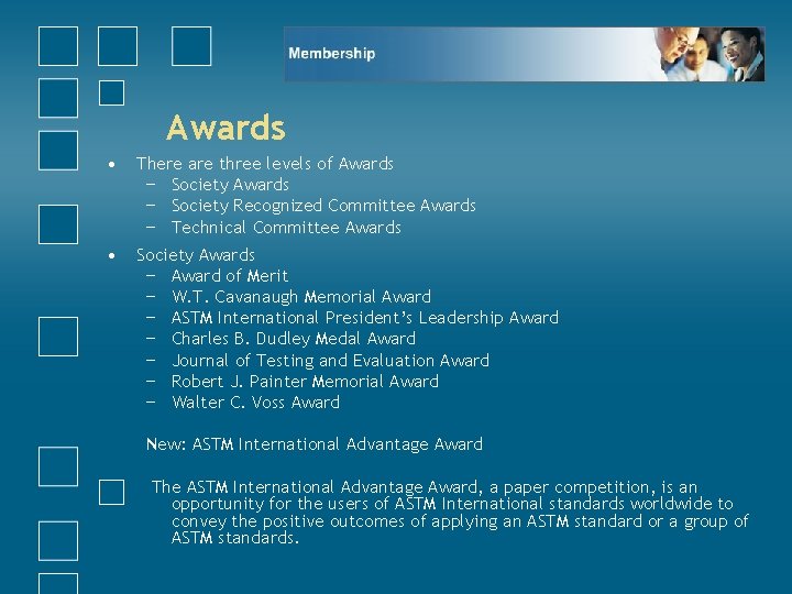 Awards • There are three levels of Awards − Society Recognized Committee Awards −