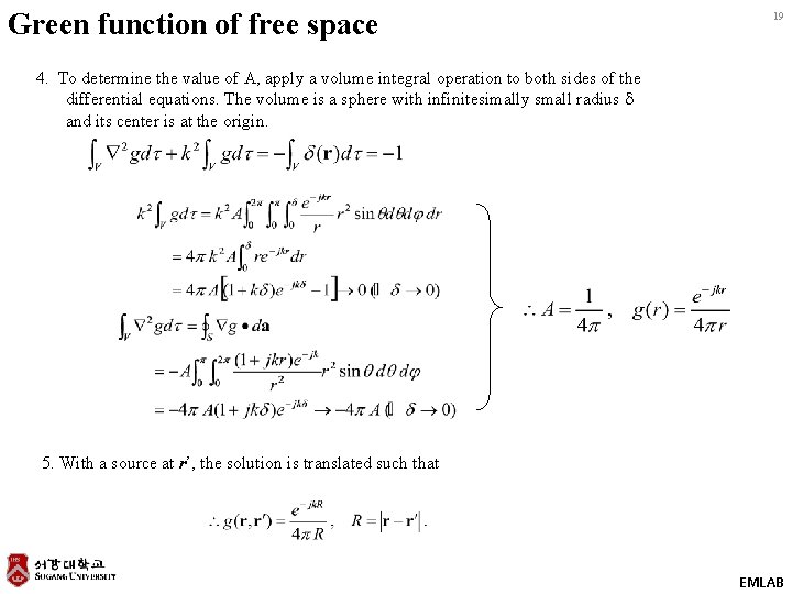 Green function of free space 19 4. To determine the value of A, apply
