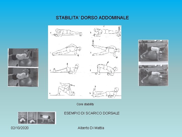 STABILITA’ DORSO ADDOMINALE Core stability ESEMPIO DI SCARICO DORSALE 02/10/2020 Alberto Di Mattia 