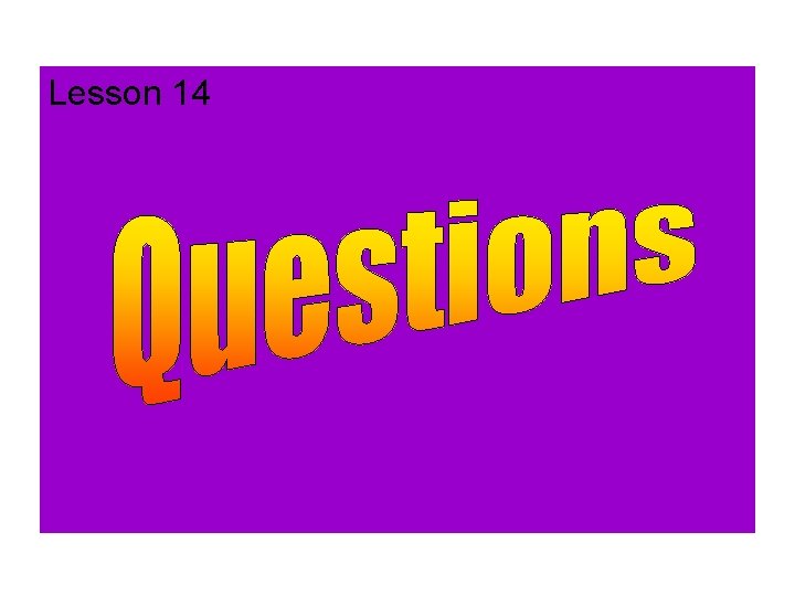 Lesson 14 