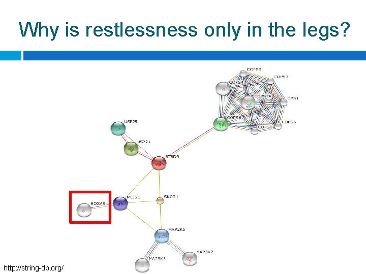 Why is restlessness only in the legs? http: //string-db. org/ 