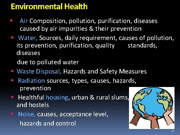 Environmental Health Air Composition, pollution, purification, diseases caused by air impurities & their prevention