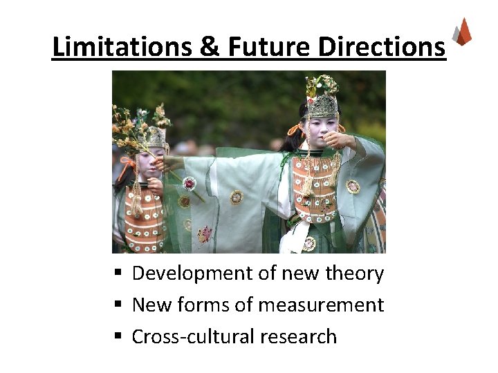 Limitations & Future Directions § Development of new theory § New forms of measurement