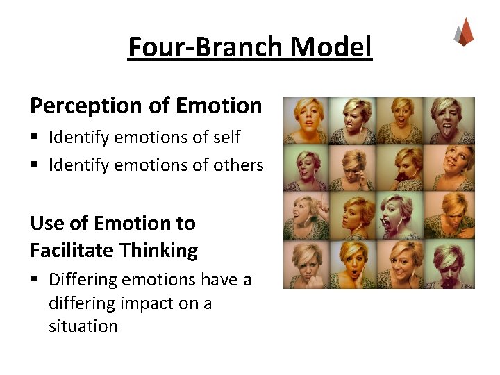 Four-Branch Model Perception of Emotion § Identify emotions of self § Identify emotions of