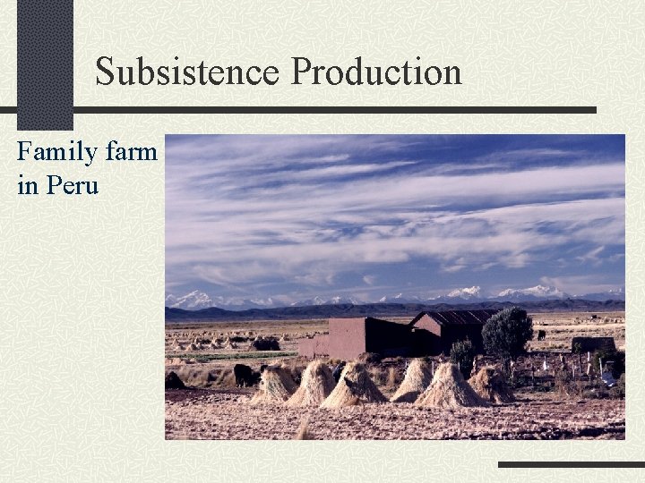 Subsistence Production Family farm in Peru 