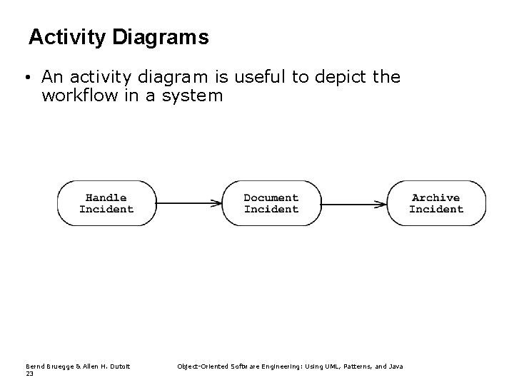 Activity Diagrams • An activity diagram is useful to depict the workflow in a