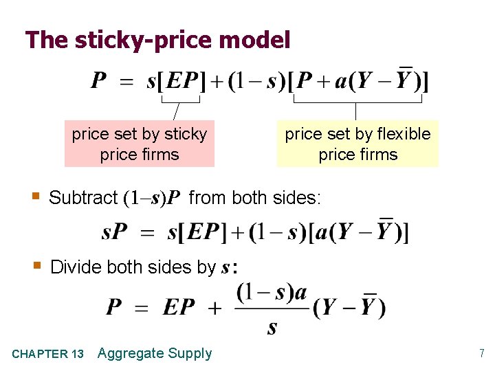 The sticky-price model price set by sticky price firms price set by flexible price