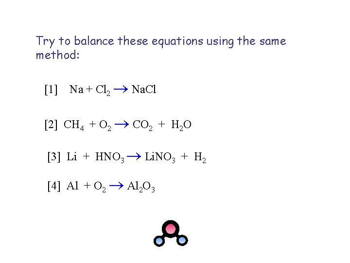 Try to balance these equations using the same method: [1] Na + Cl 2