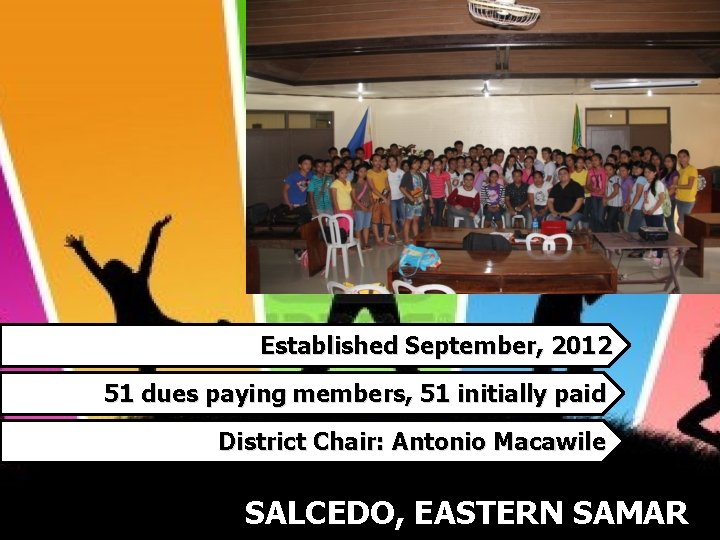 Established September, 2012 51 dues paying members, 51 initially paid District Chair: Antonio Macawile