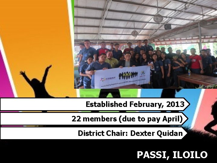 Established February, 2013 22 members (due to pay April) District Chair: Dexter Quidan PASSI,