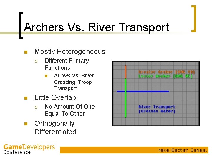 Archers Vs. River Transport n Mostly Heterogeneous ¡ Different Primary Functions n n Little