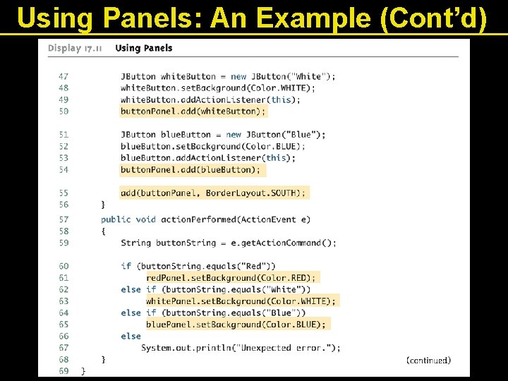 Using Panels: An Example (Cont’d) 