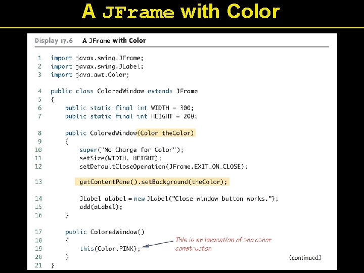 A JFrame with Color 