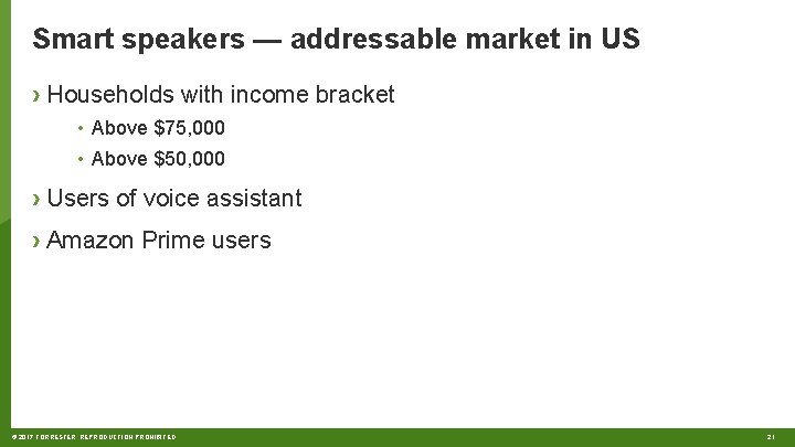 Smart speakers — addressable market in US › Households with income bracket • Above