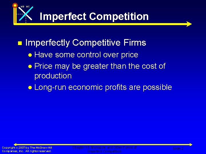 MB MC Imperfect Competition n Imperfectly Competitive Firms Have some control over price l