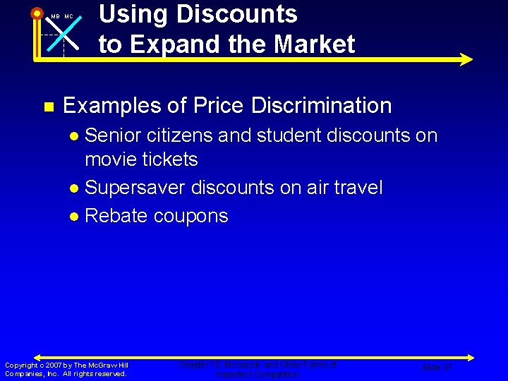 MB MC n Using Discounts to Expand the Market Examples of Price Discrimination Senior