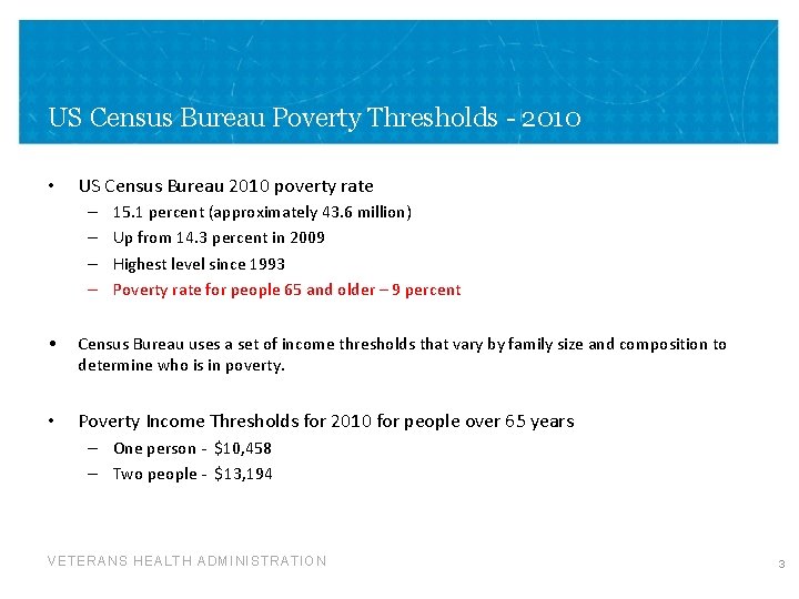 US Census Bureau Poverty Thresholds - 2010 • US Census Bureau 2010 poverty rate