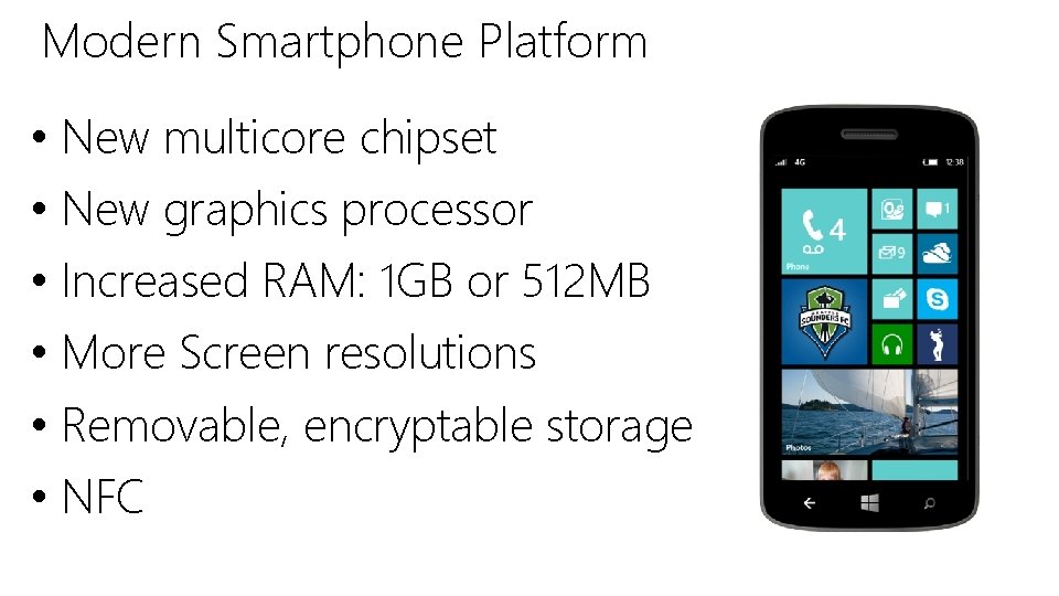 Modern Smartphone Platform • New multicore chipset • New graphics processor • Increased RAM:
