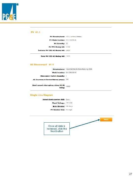 Once all data is reviewed, click the Next button 27 