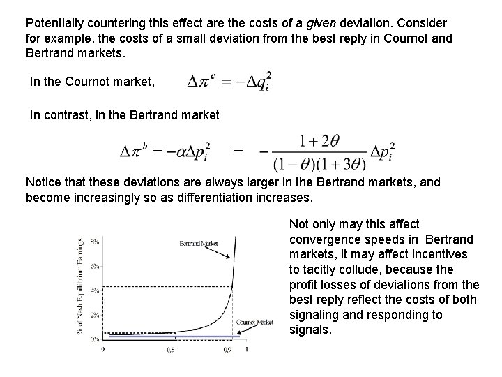 Potentially countering this effect are the costs of a given deviation. Consider for example,