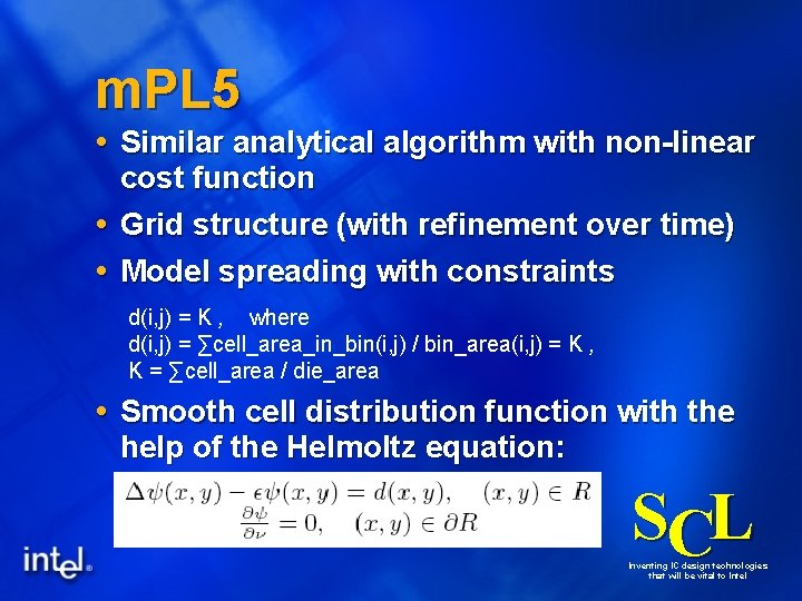 m. PL 5 Similar analytical algorithm with non-linear cost function Grid structure (with refinement