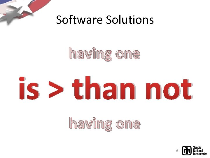 Software Solutions having one is > than not having one 6 