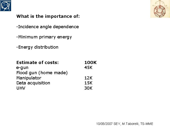 What is the importance of: -Incidence angle dependence -Minimum primary energy -Energy distribution Estimate