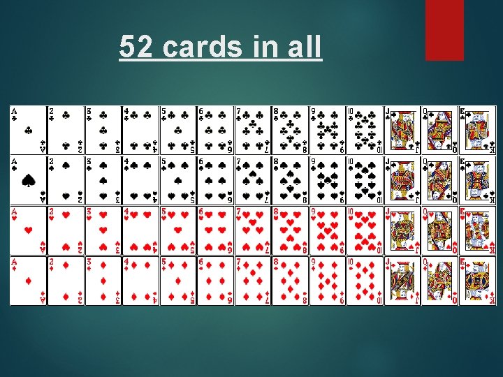 52 cards in all 