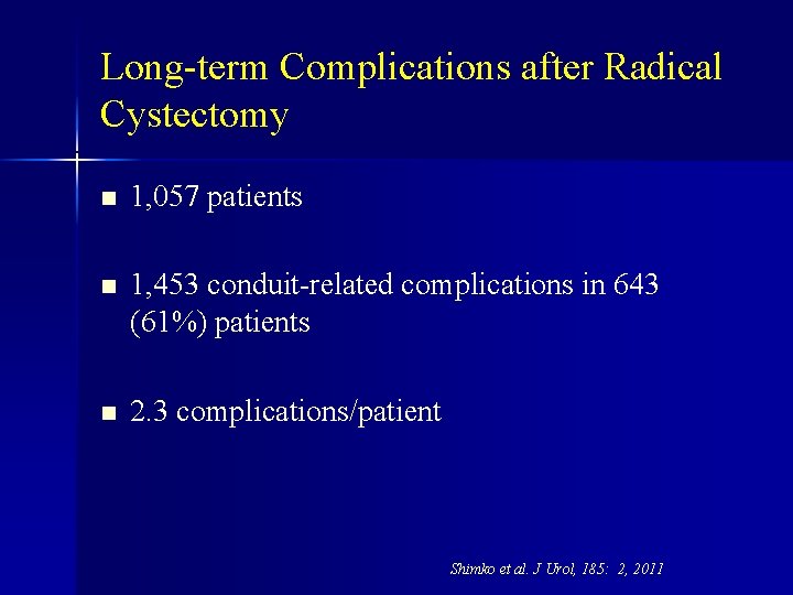 Long-term Complications after Radical Cystectomy n 1, 057 patients n 1, 453 conduit-related complications