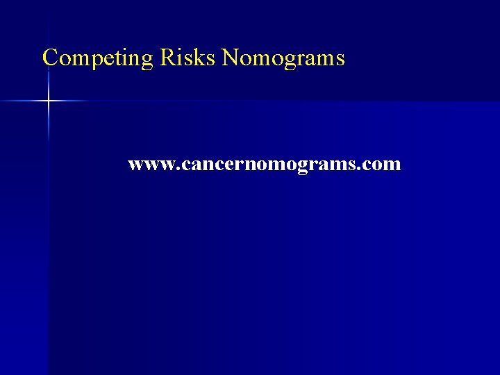 Competing Risks Nomograms www. cancernomograms. com 