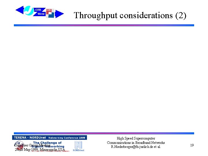 Throughput considerations (2) Cray User Group Meeting 24 -28 May 1999, Minneapolis, USA High