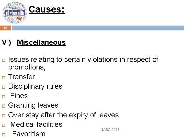 Causes: 12 V ) Miscellaneous Issues relating to certain violations in respect of promotions,