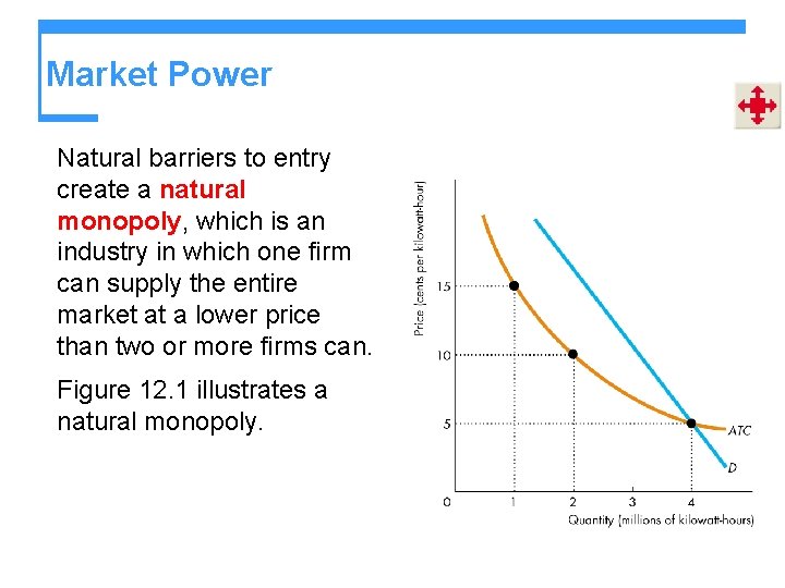 Market Power Natural barriers to entry create a natural monopoly, which is an industry