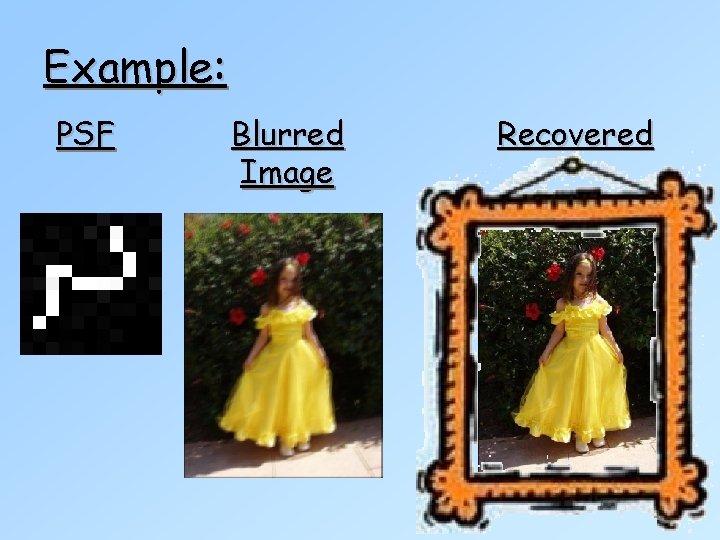Example: PSF Blurred Image Recovered 
