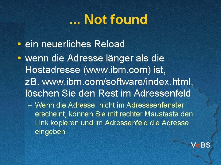 . . . Not found ein neuerliches Reload wenn die Adresse länger als die