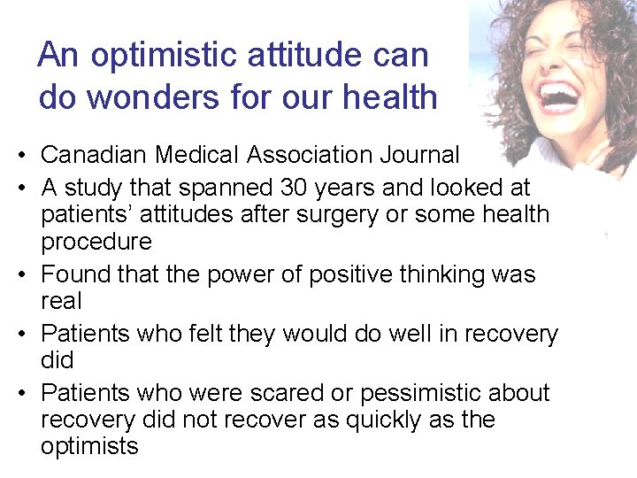 An optimistic attitude can do wonders for our health • Canadian Medical Association Journal