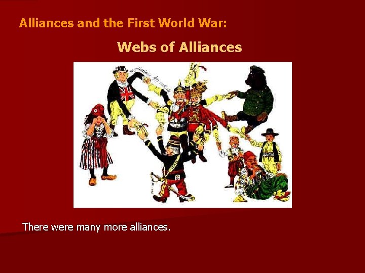 Alliances and the First World War: Webs of Alliances There were many more alliances.