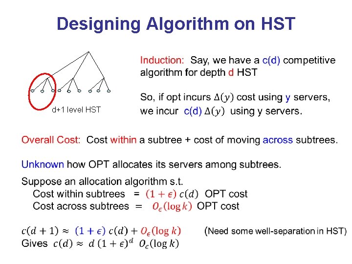 Designing Algorithm on HST d+1 level HST 