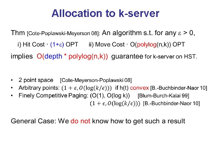 Allocation to k-server • 