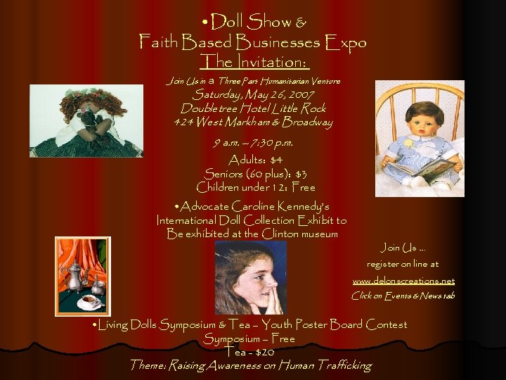  • Doll Show & Faith Based Businesses Expo The Invitation: Join Us in