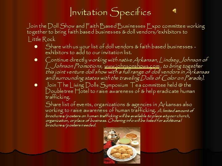 Invitation Specifics Join the Doll Show and Faith Based Businesses Expo committee working together