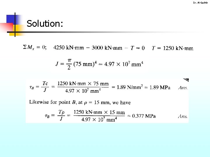 Dr. Ali-Gadhib Solution: 