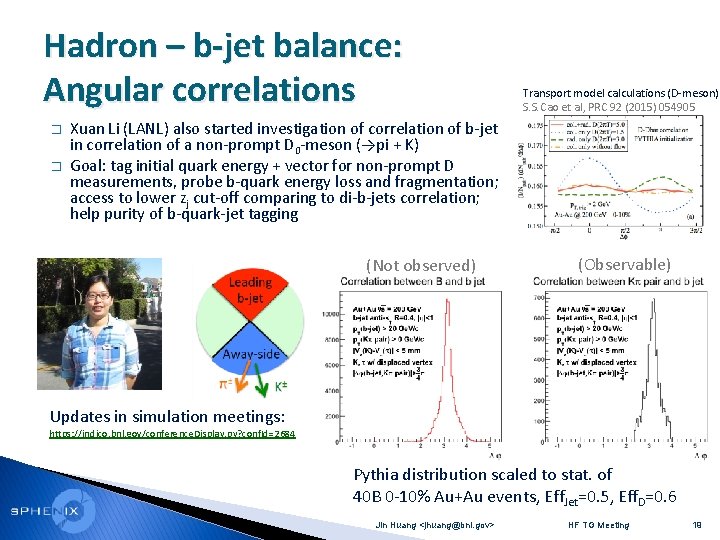 Hadron – b-jet balance: Angular correlations � � Transport model calculations (D-meson) S. S.