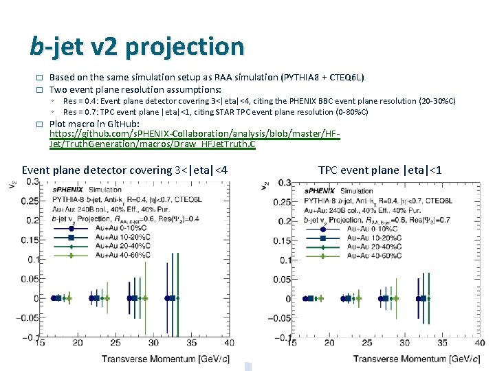 b-jet v 2 projection � � Based on the same simulation setup as RAA