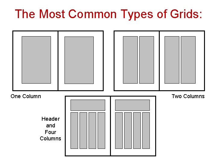 The Most Common Types of Grids: One Column Header and Four Columns Two Columns