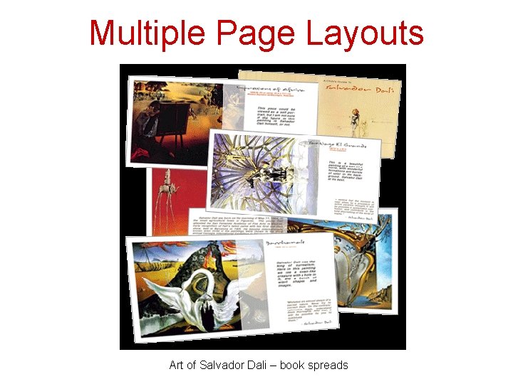 Multiple Page Layouts Art of Salvador Dali – book spreads 