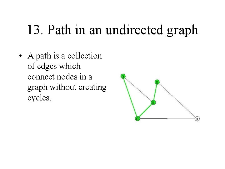 13. Path in an undirected graph • A path is a collection of edges