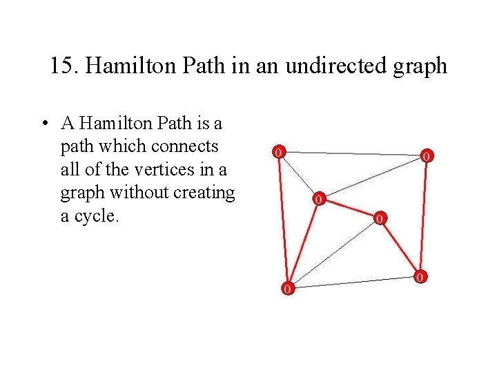 15. Hamilton Path in an undirected graph • A Hamilton Path is a path