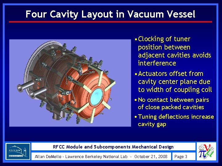 Four Cavity Layout in Vacuum Vessel • Clocking of tuner position between adjacent cavities
